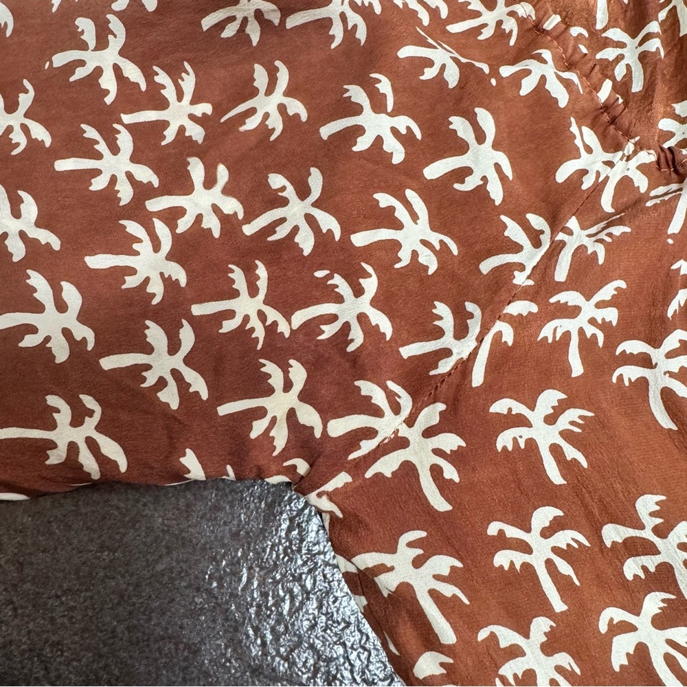 Natalie Martin Silk Palm Tree Print Short Sleeve Maxi Dress Brown Small S READ - Picture 14 of 16